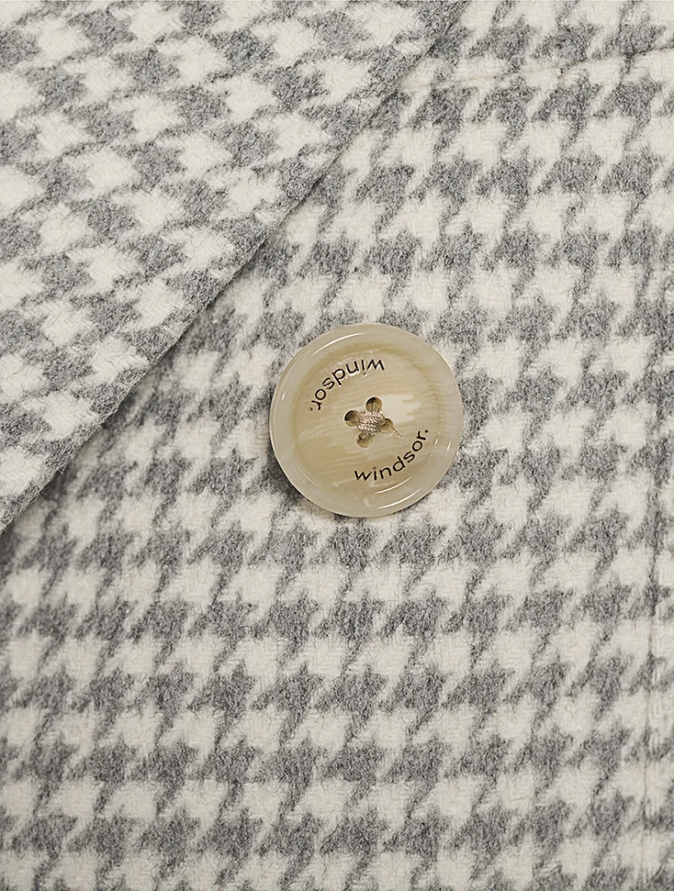 Cantro Double-Breasted Coat Houndstooth Print