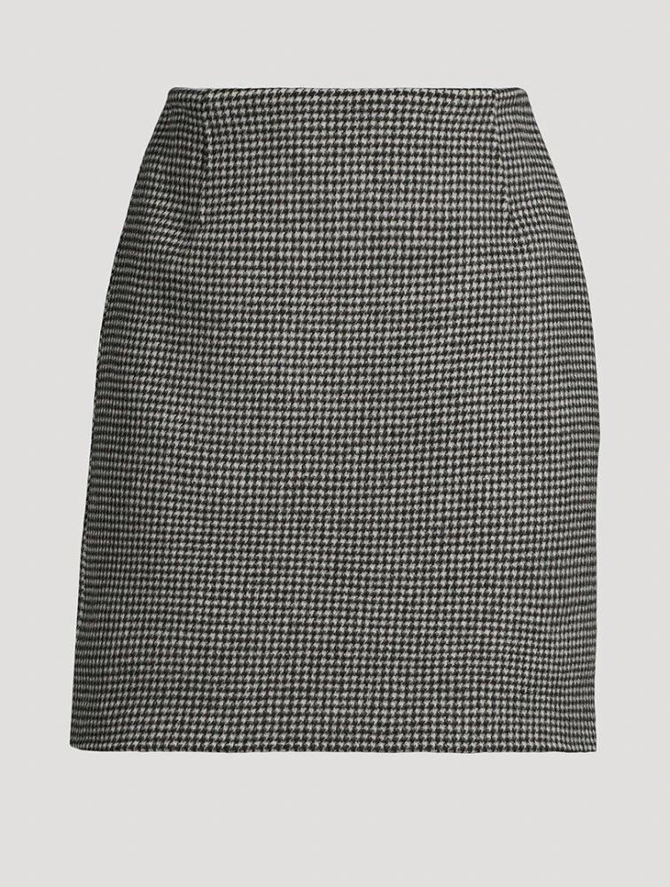 Houndstooth Wool Mini Skirt