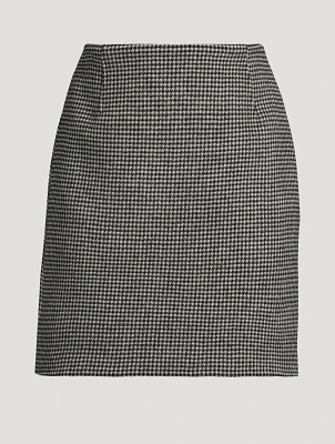 Houndstooth Wool Mini Skirt