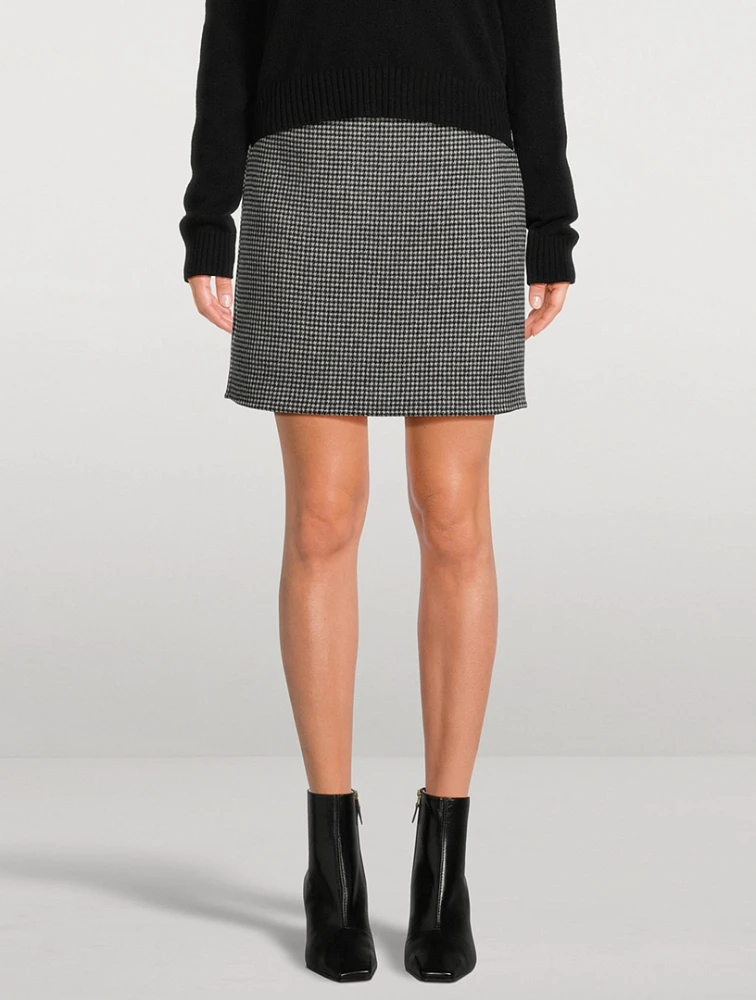 Houndstooth Wool Mini Skirt