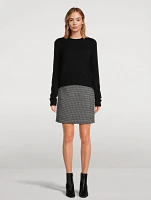 Houndstooth Wool Mini Skirt