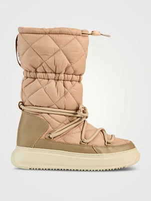 Gravita Quilted Nylon And Leather Puffer Boots