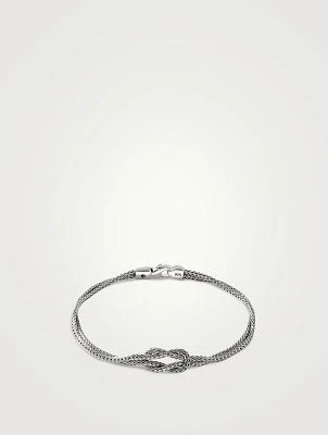 Love Knot Silver 1.8mm Chain Double Row Bracelet