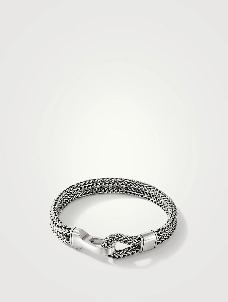 Silver Double Row Hook Clasp Bracelet