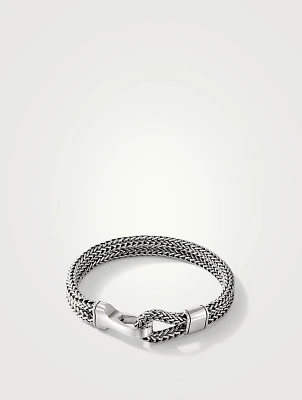 Silver Double Row Hook Clasp Bracelet