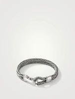 Silver Double Row Hook Clasp Bracelet