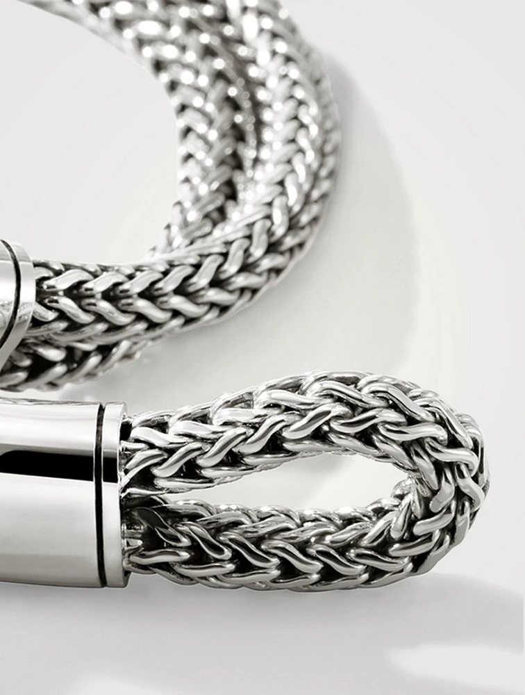 Silver Double Row Hook Clasp Bracelet
