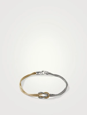 Love Knot 14K Gold And Silver 1.8mm Chain Double Row Bracelet