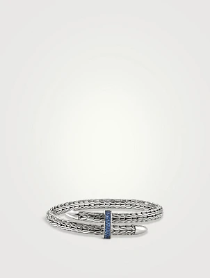Spear Silver Bypass 5.5mm Flex Cuff With Blue Sapphire