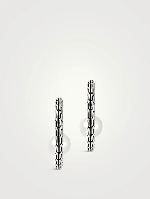 JH Essentials Silver Hoop Earrings With Pearls