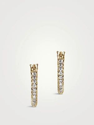 JH Essentials 14K Gold Hoop Earrings With Pavé Diamonds