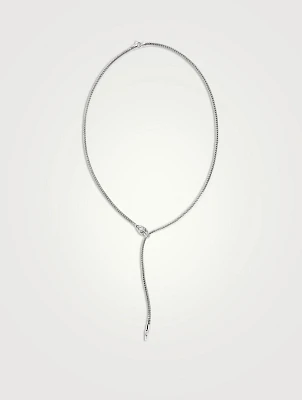 Naga Silver 2.5mm Mini Chain Necklace With Blue Sapphire Eyes