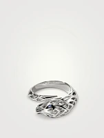 Naga Silver Bypass Ring With Blue Sapphire Eyes