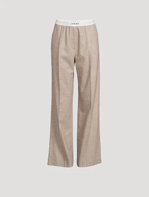 Logo Waist Wool And Cashmere Pants