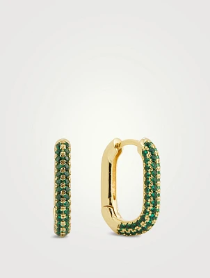 Pavé Chain Link Huggie Hoop Earrings