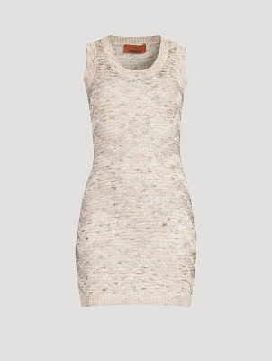 Sequin-Embellished Slub-Knit Mini Dress
