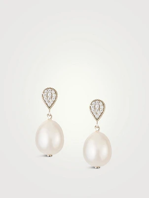 Pavé Diamond Pearl Earrings