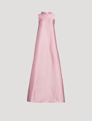 Quiven Bow-Trimmed Satin Gown