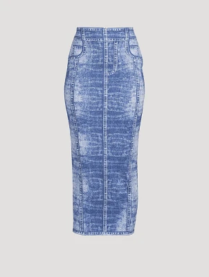 Trompe L'œil Denim Pencil Skirt