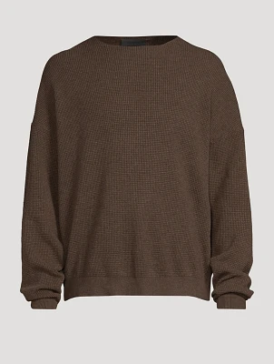 Waffle-Knit Crewneck Sweater