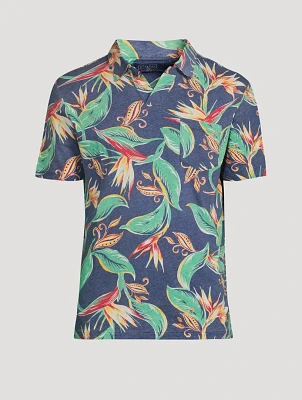 Slim-Fit Polo Shirt Tropical Print