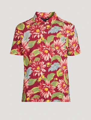 Jersey Polo Shirt Floral Print