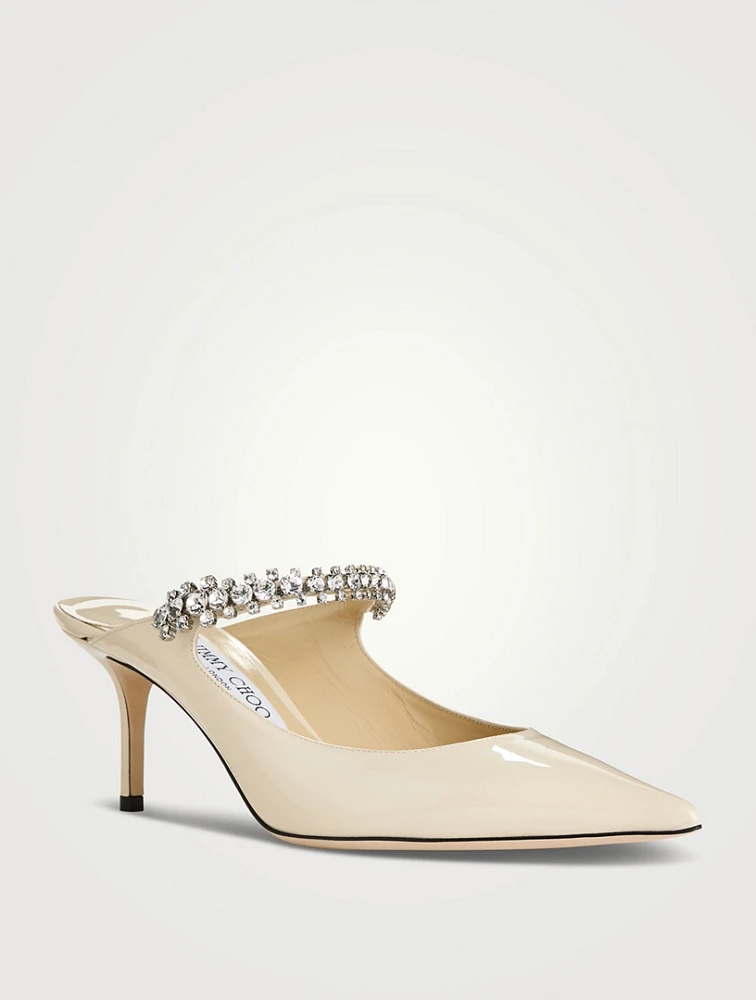 Bing Patent Leather Mules With Crystal Strap