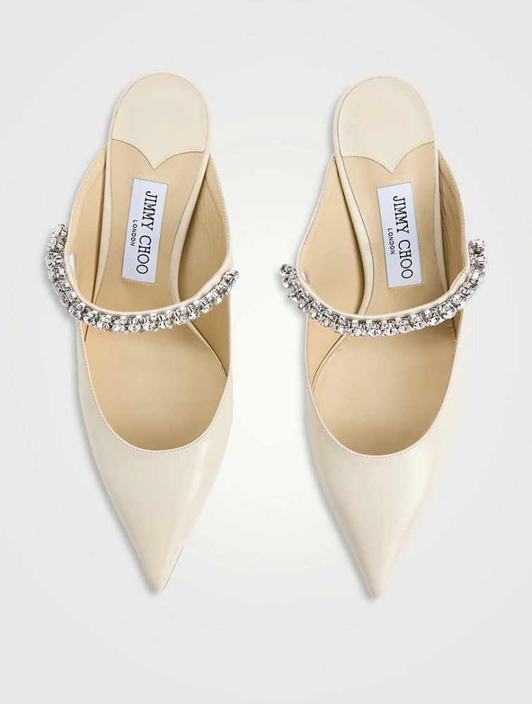 Bing Patent Leather Mules With Crystal Strap