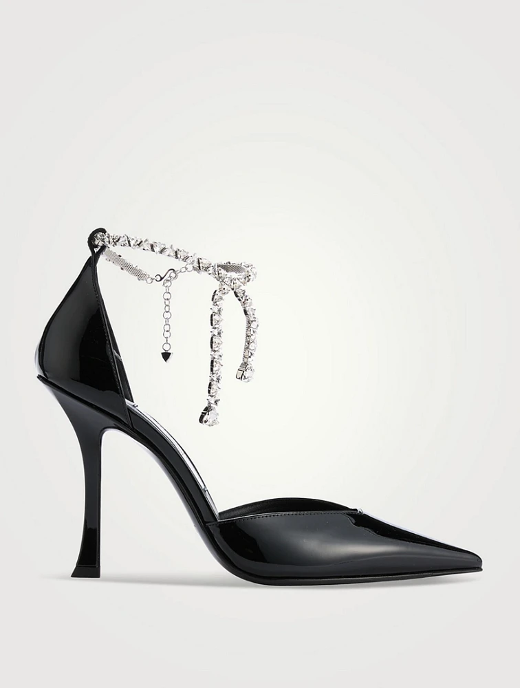 Stevie Patent Leather Pumps With Crystal Ankle Strap