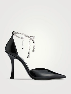 Stevie Patent Leather Pumps With Crystal Ankle Strap