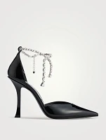 Stevie Patent Leather Pumps With Crystal Ankle Strap