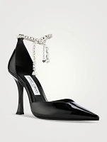 Stevie Patent Leather Pumps With Crystal Ankle Strap