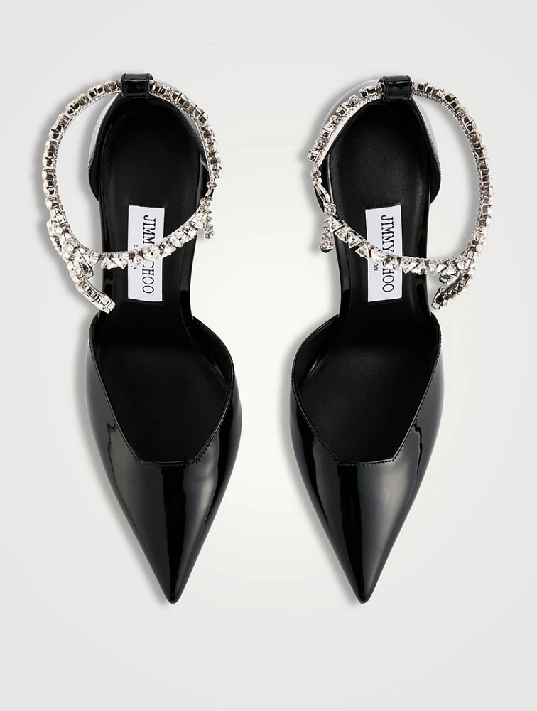 Stevie Patent Leather Pumps With Crystal Ankle Strap