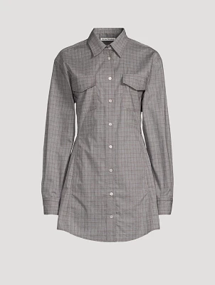 Cotton Shirt Dress Microcheck Print