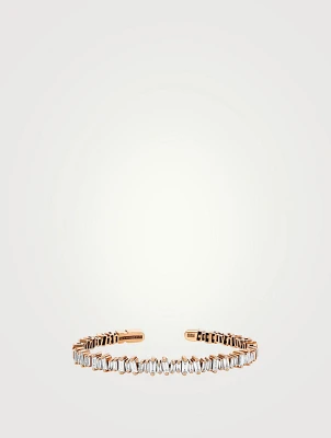 18K Rose Gold Bold Diamond Bangle Bracelet