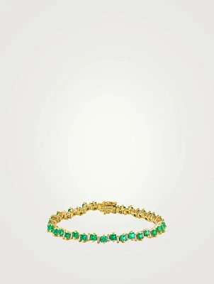 18K Gold Princess Staggered Emerald Tennis Bracelet