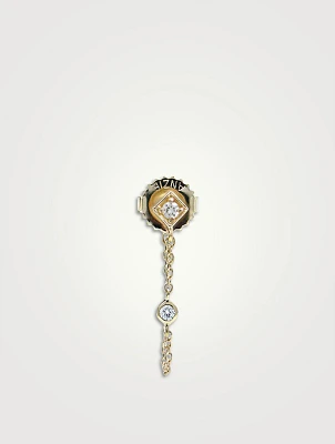 Cléo 14K Gold Rhombus Chain Earring With Diamonds