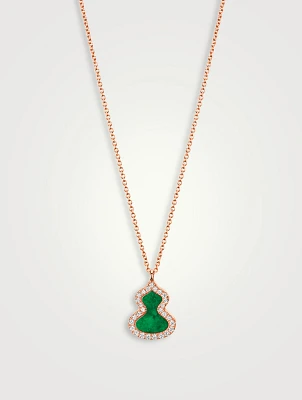 Petite Wulu 18K Rose Gold Necklace With Jade And Diamonds