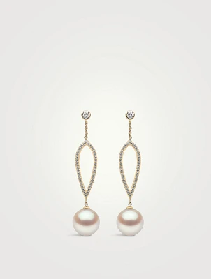 Trend 18K Gold Pearl And Diamond Teardrop Earrings