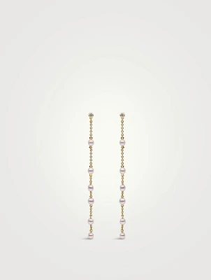 Trend 18K Gold Pearl And Diamond Drop Earrings