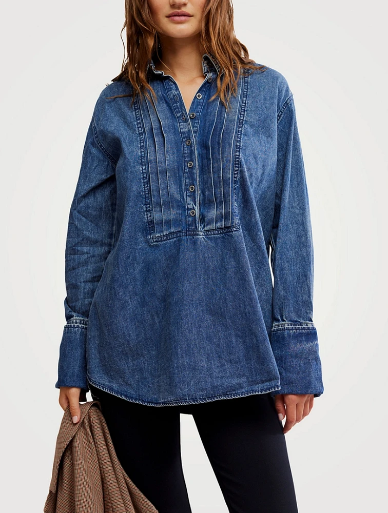 After Hours Denim Tuxedo Shirt