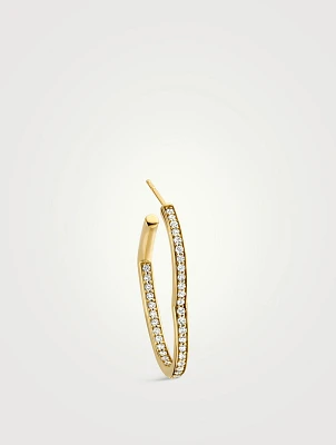 18K Gold Open Heart Hoop Earring With Diamonds