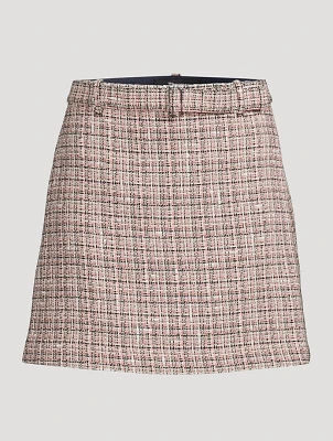 Belted Tweed Mini Skirt
