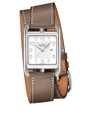 Large Cape Cod Stainless Steel Leather Wrap Strap Watch