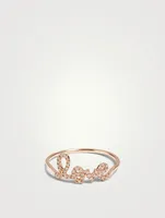 14K Rose Gold Love Ring With Diamonds