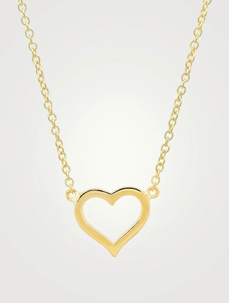 18K Gold Open Heart Necklace