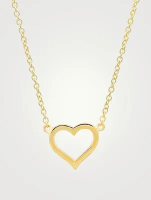18K Gold Open Heart Necklace