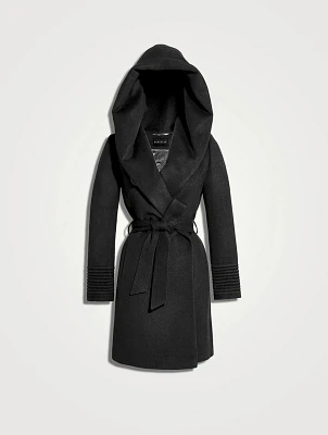 Alpaca Wool Midi Hooded Wrap Coat