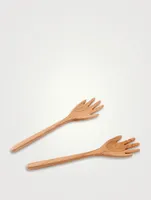 Serving Friends Hands Wooden Spoons