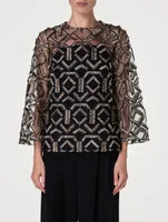 Embroidered Tulle Blouse